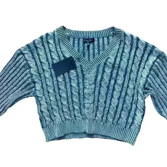 EMORY PARK CONTRASTED CABLE KNIT SWEATER TOP size large - Picture 2 of 9